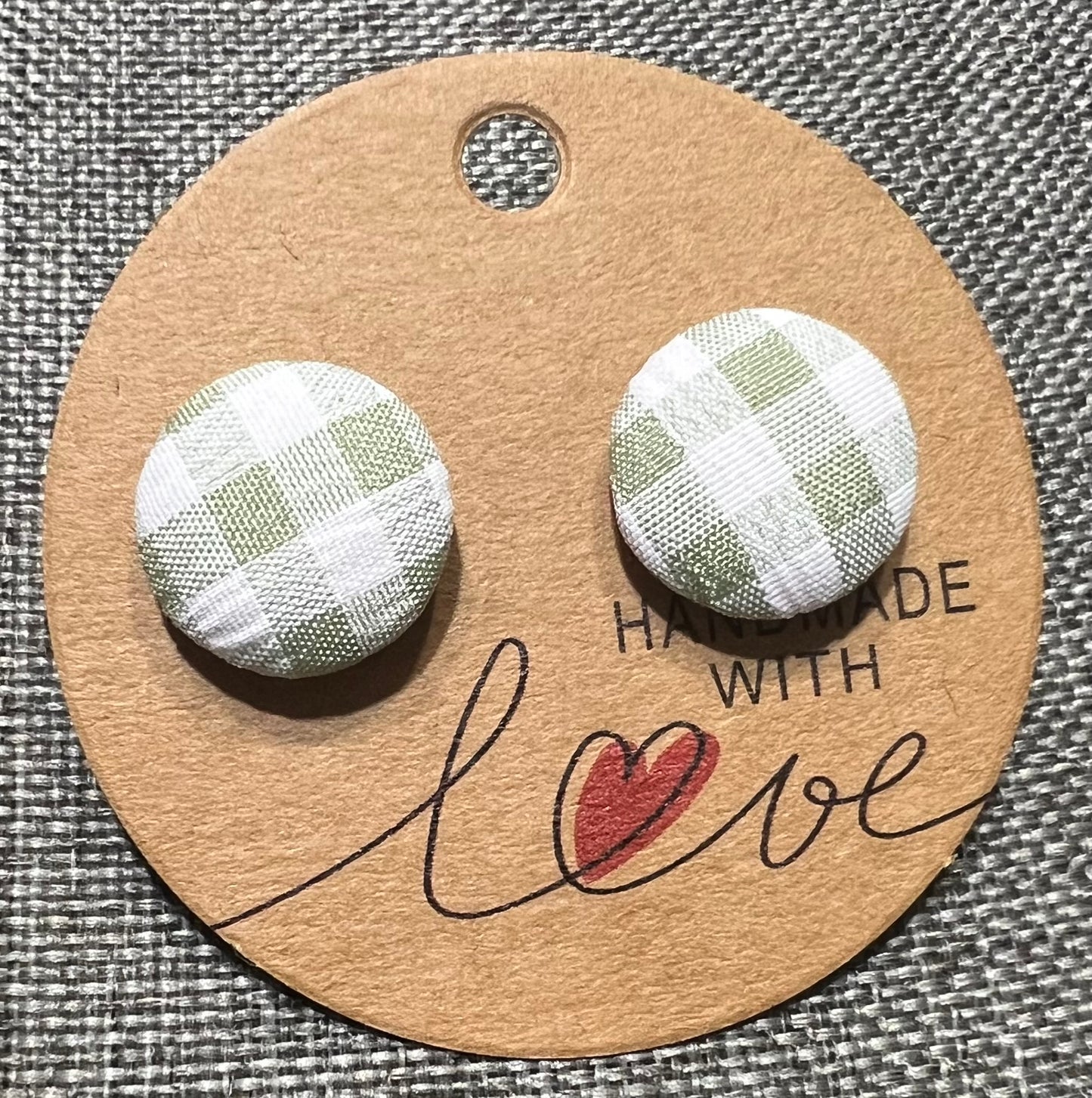 Green and white earrings