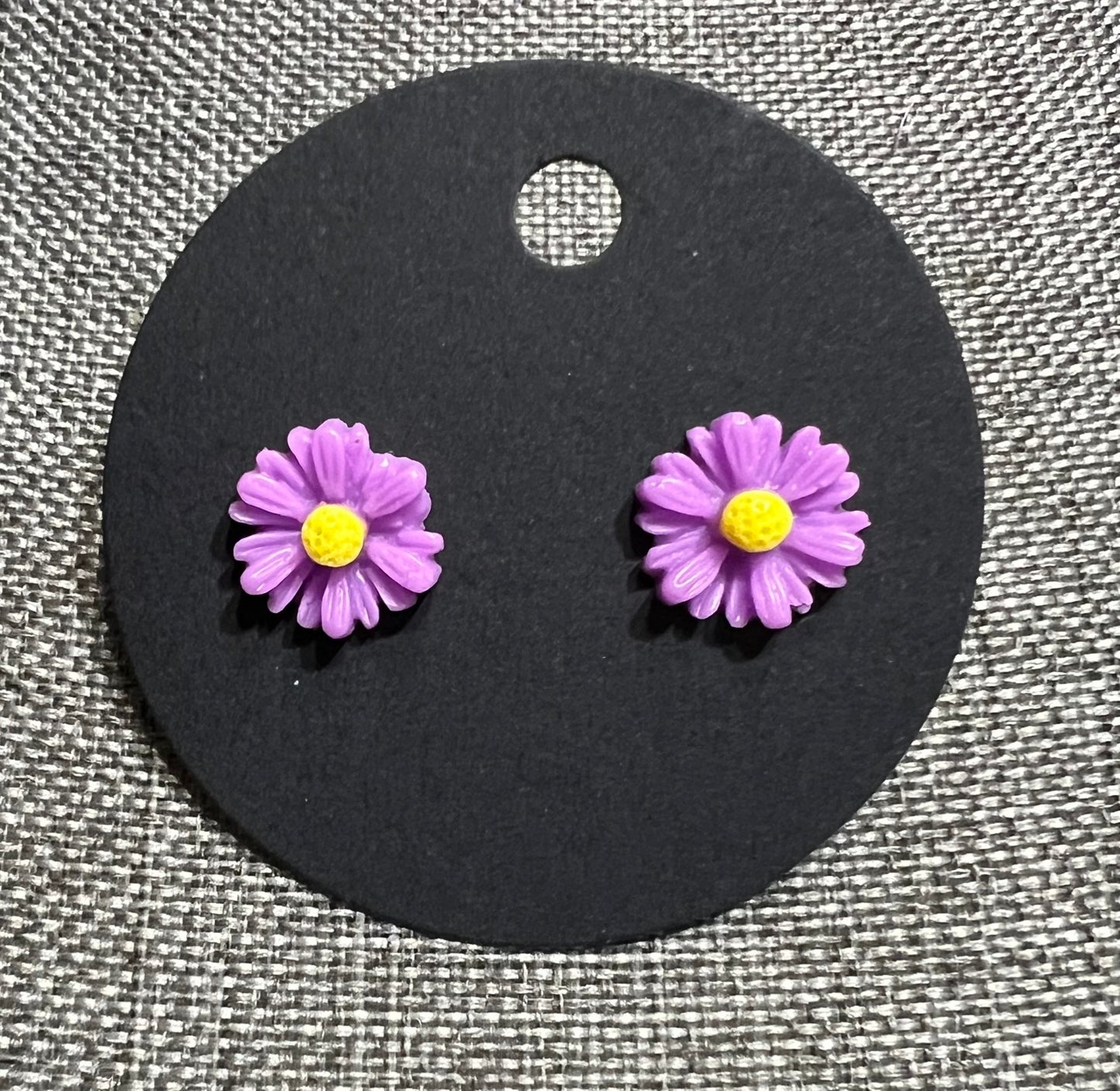 Purple flower earrings