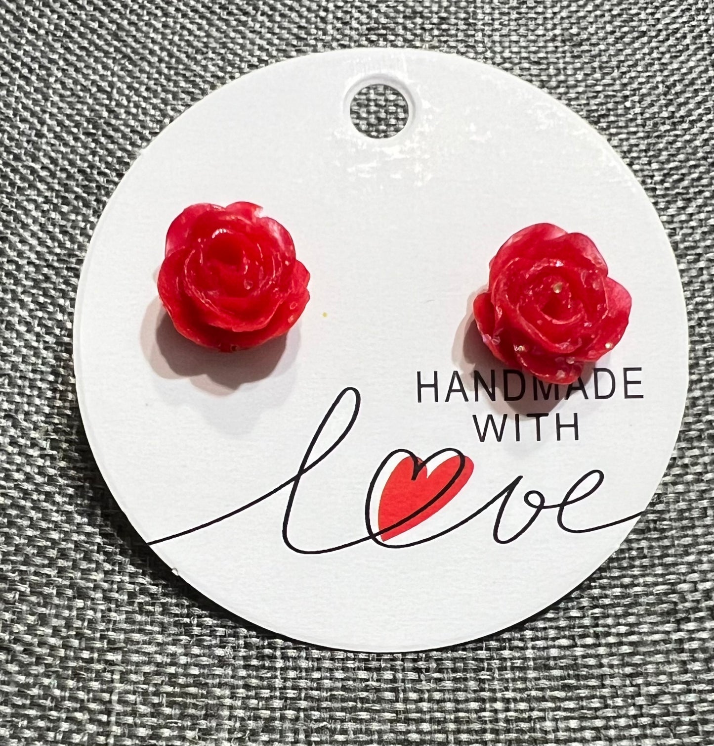 Red roses earrings