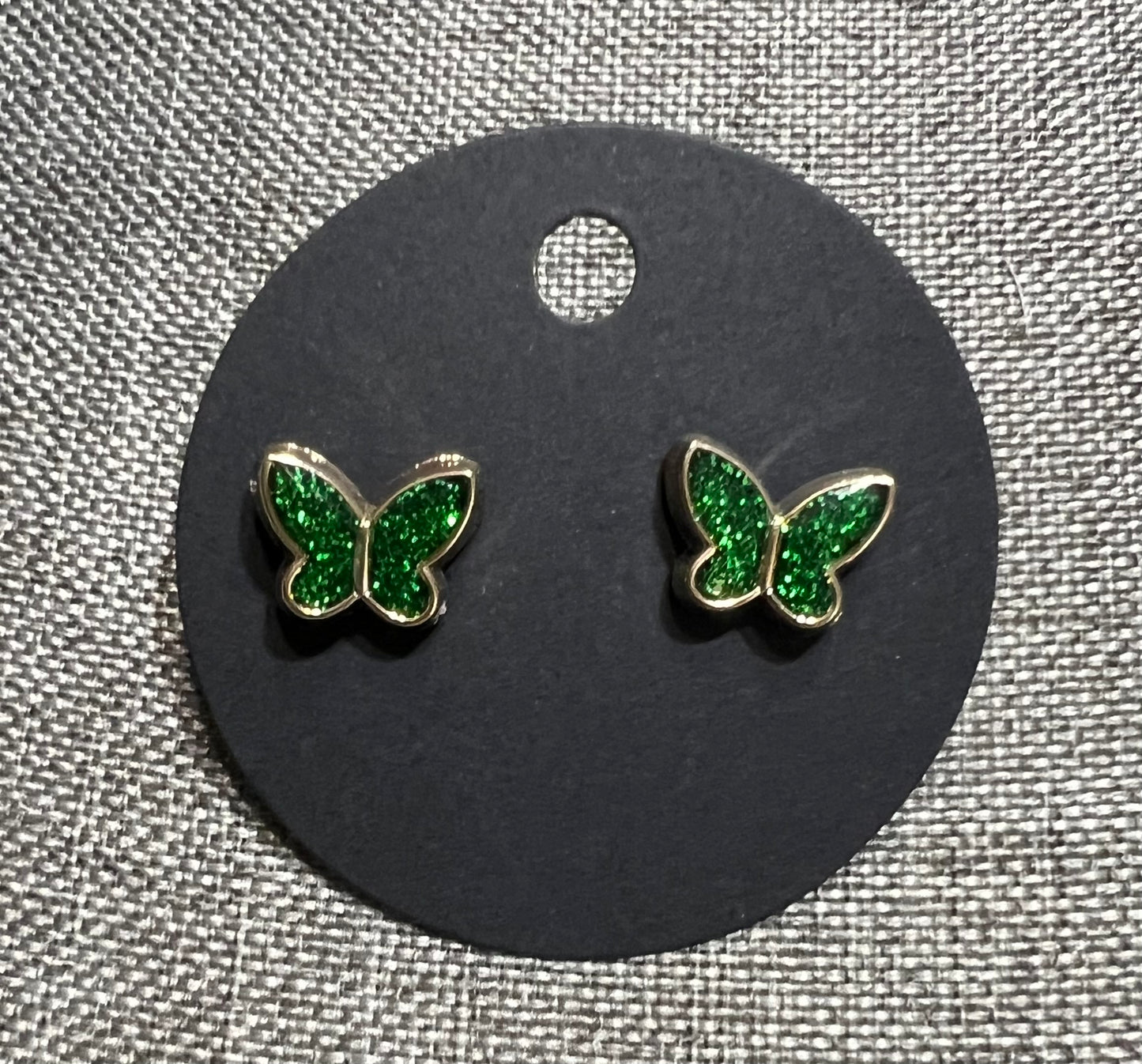 Green butterfly earrings