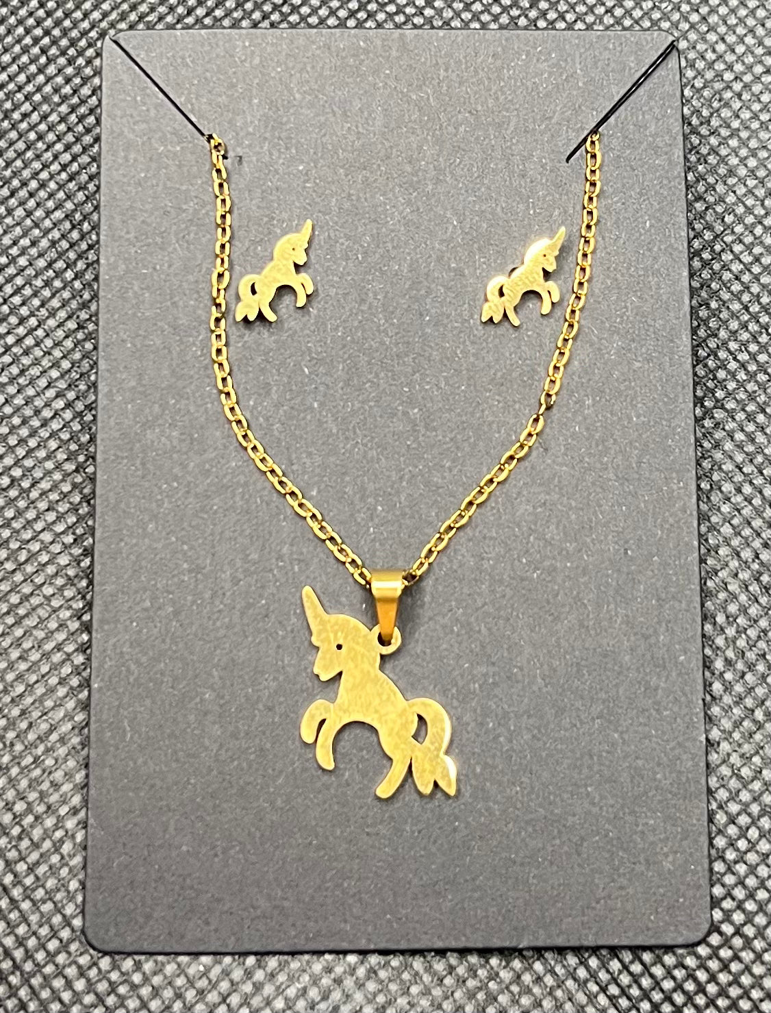 Unicorn earrings and necklace set
