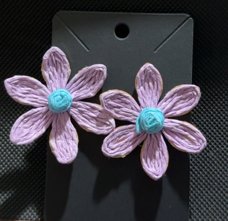 Purple flower earrings