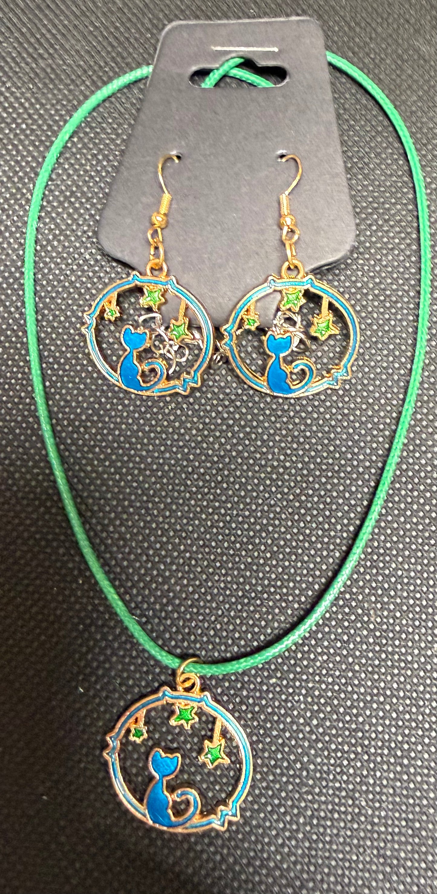 Cat set earrings and necklace
