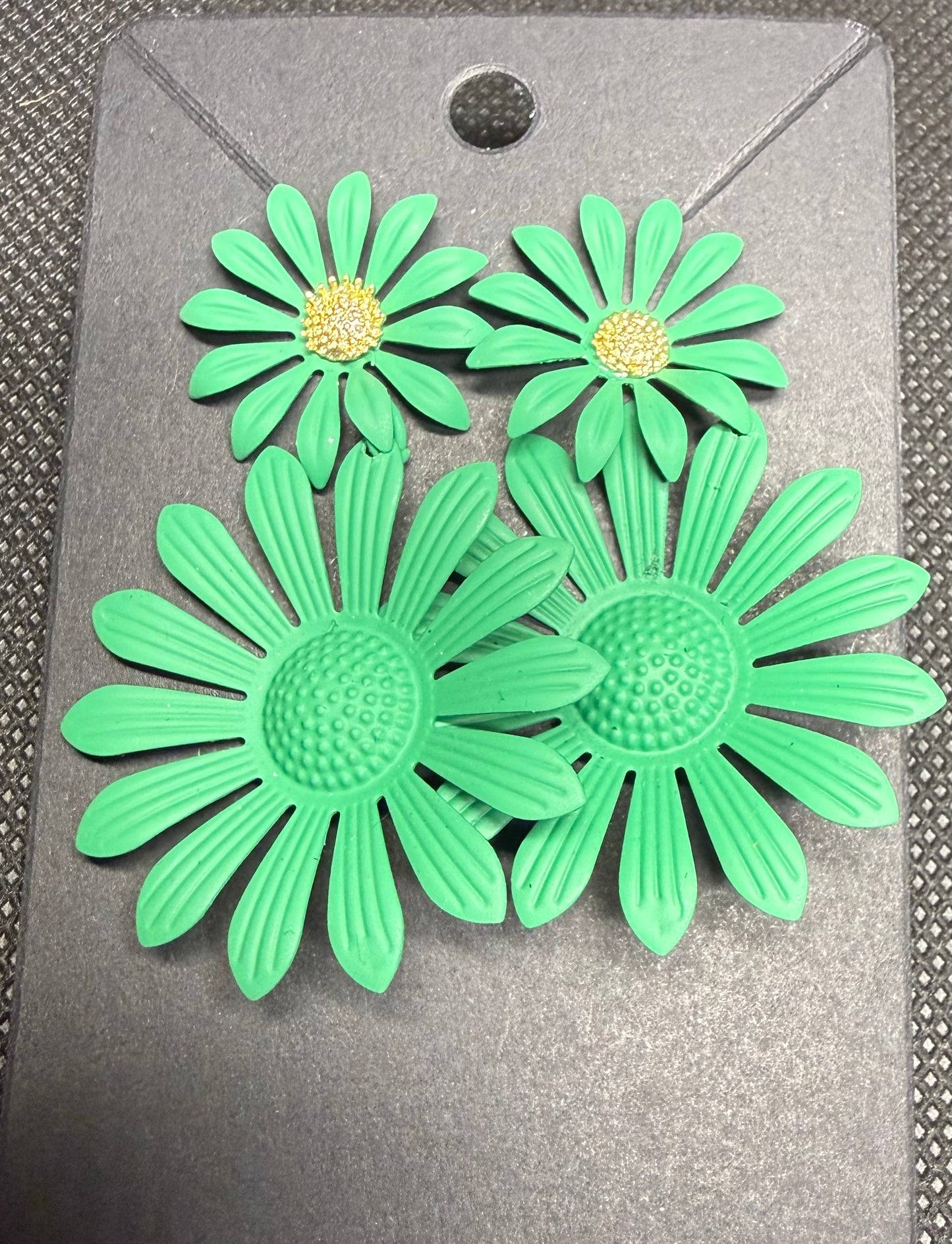 Green flower earrings