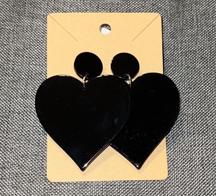 Black heart earrings