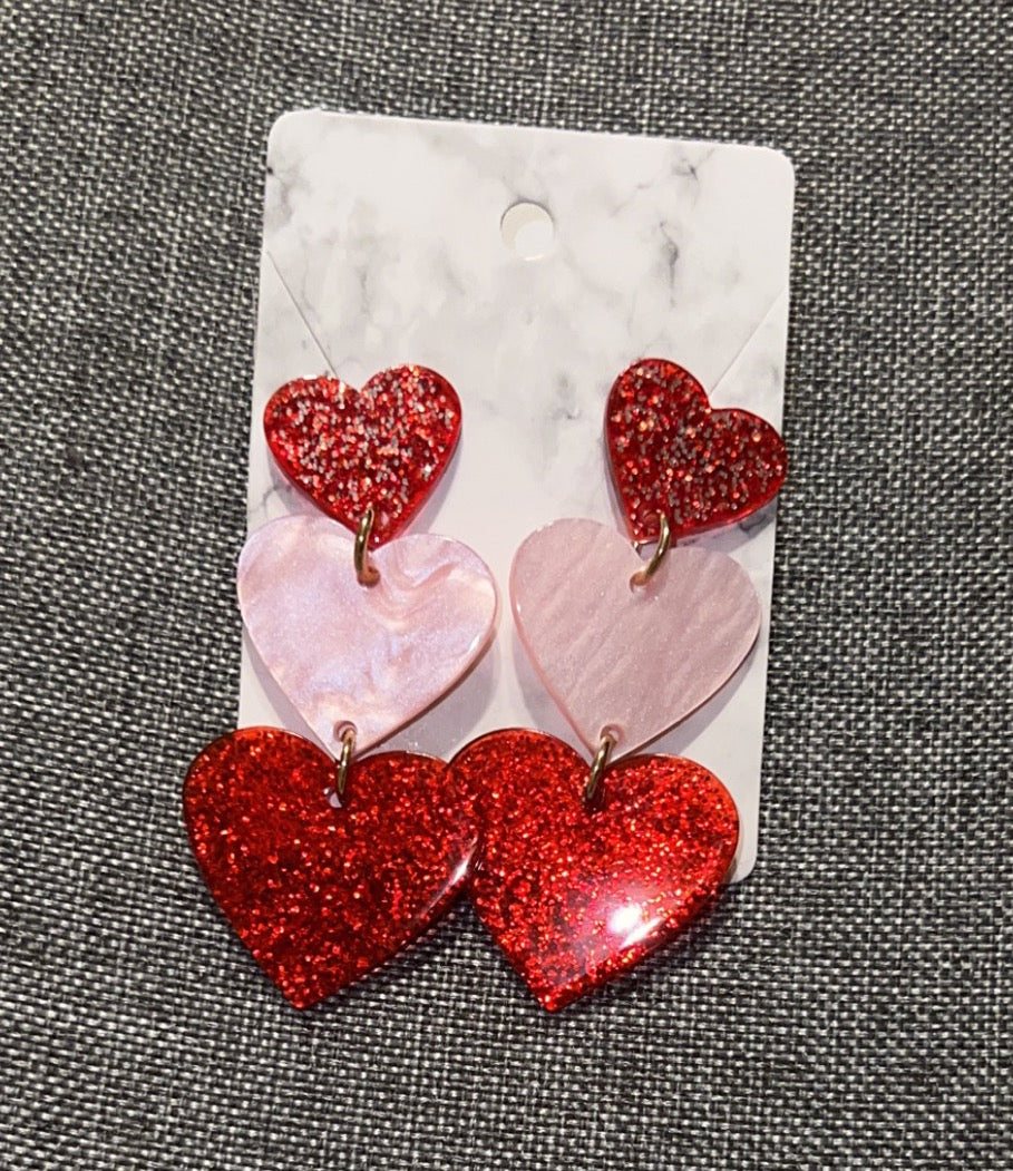 Heart trio earrings