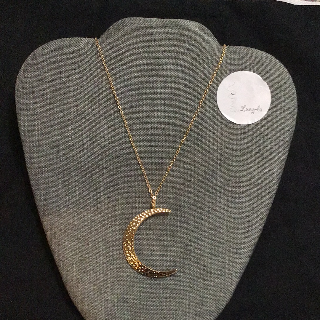 Moon gold long necklace