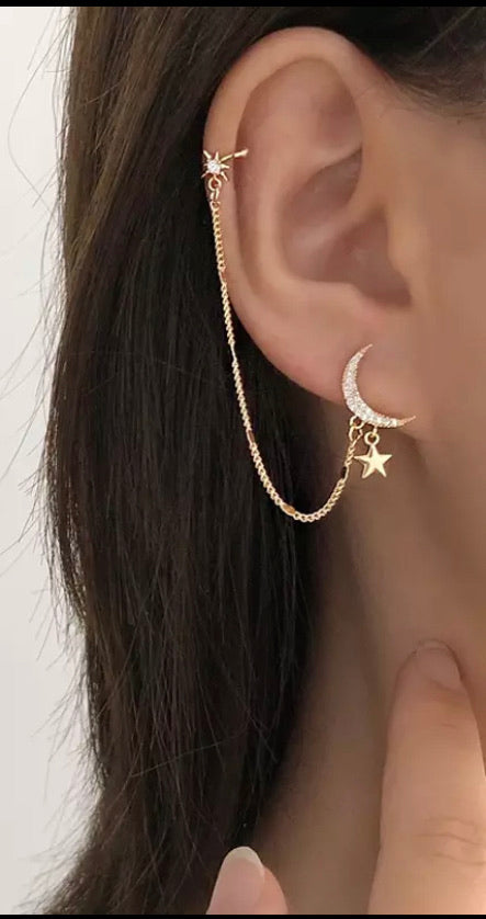 Moon and start earrings