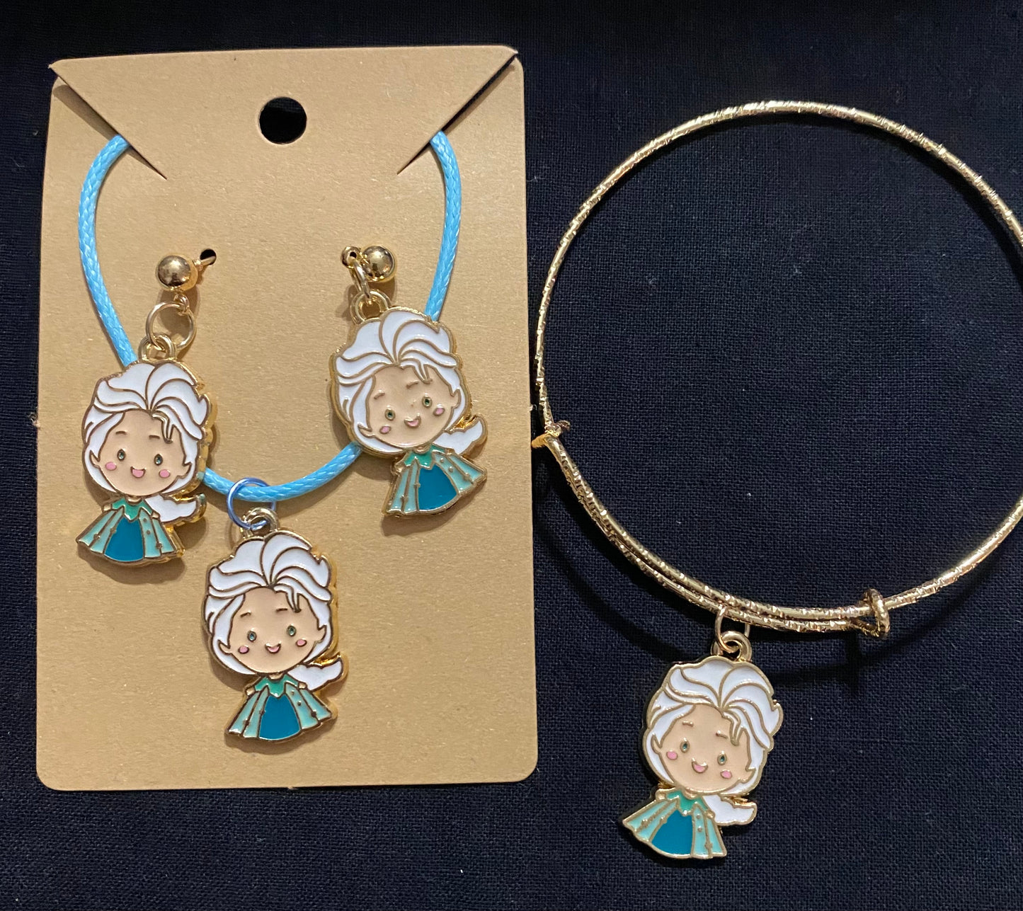 Baby Elsa earrings necklace and bracelet set fantasy garments