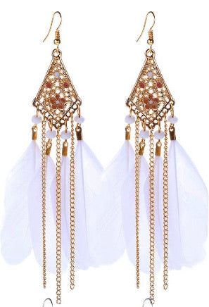 White feathers earrings