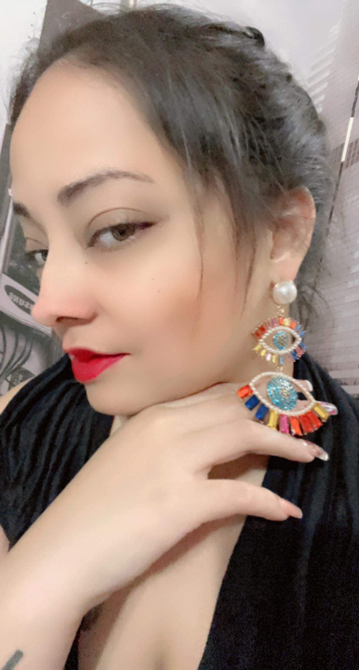 Colorful eye earrings