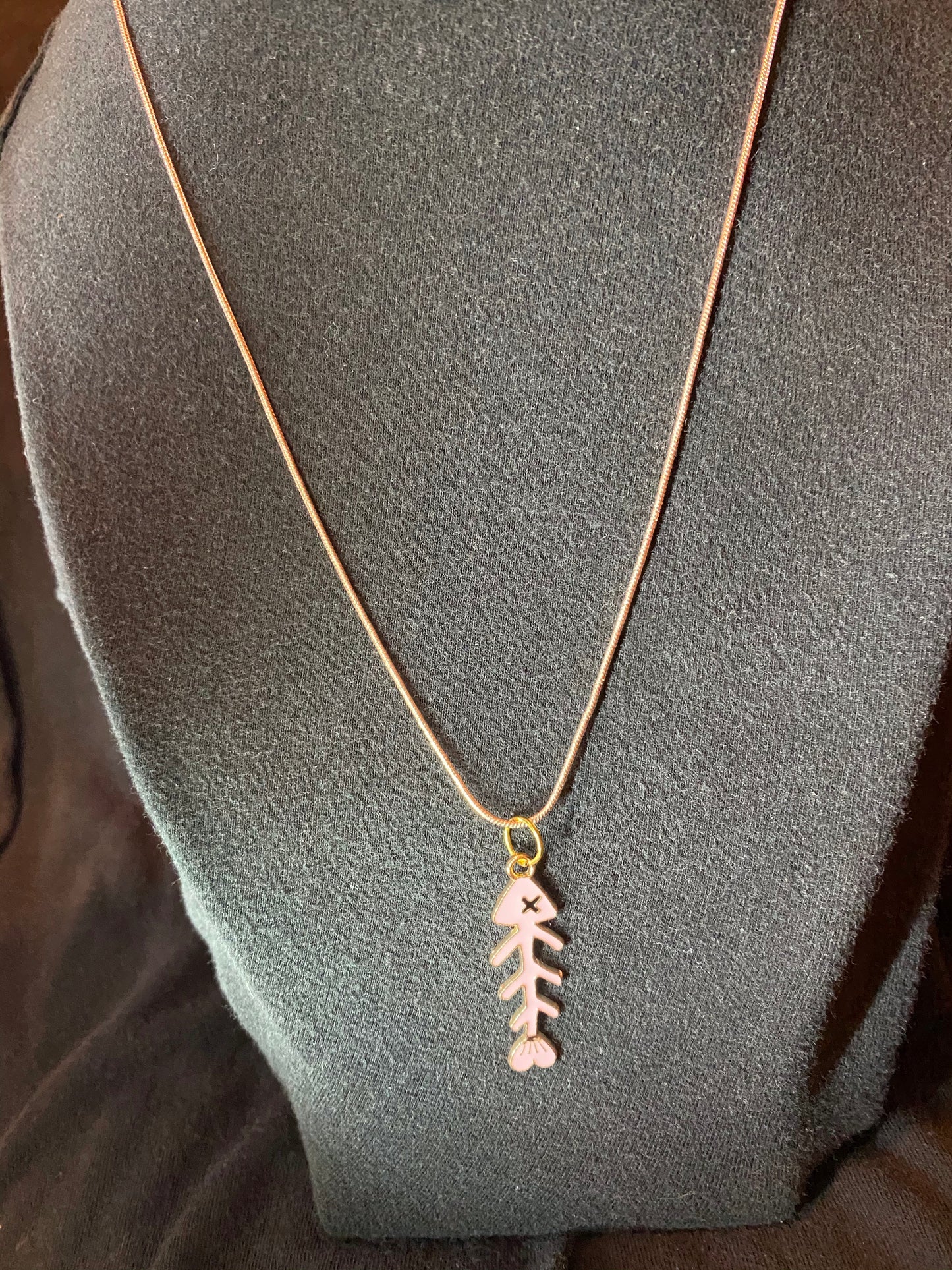Skeleton fish necklace