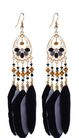 Black feathers earrings