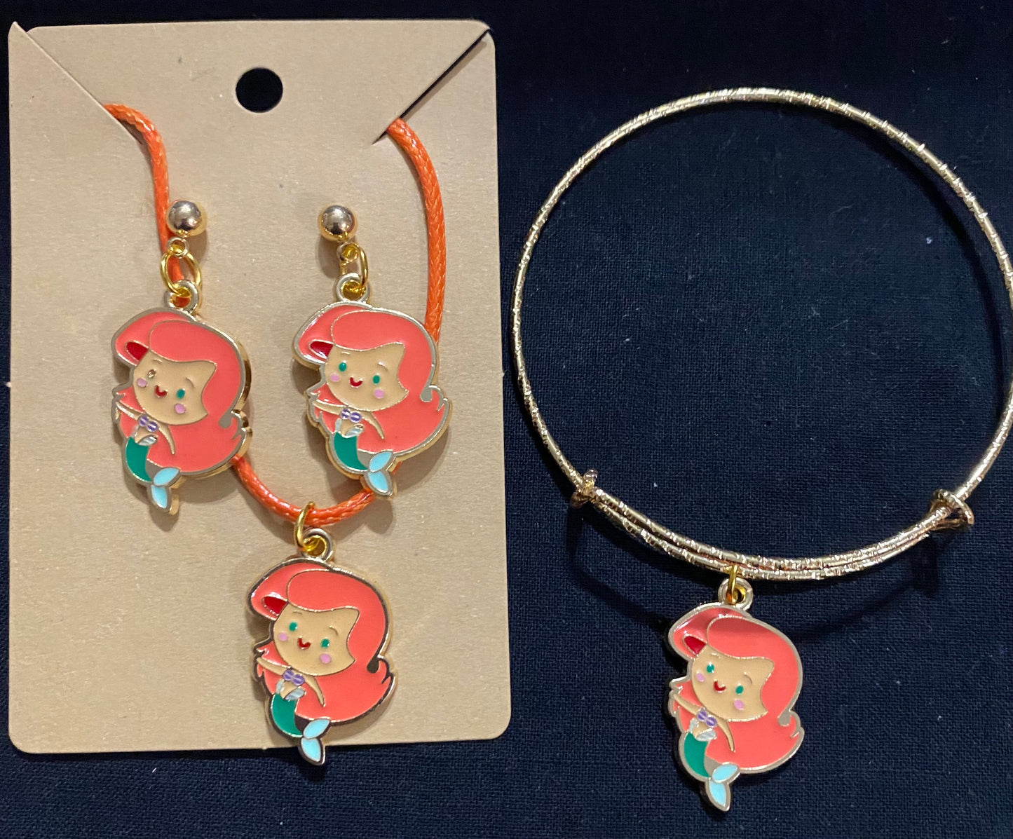 Baby mermaid earrings necklace and bracelet
