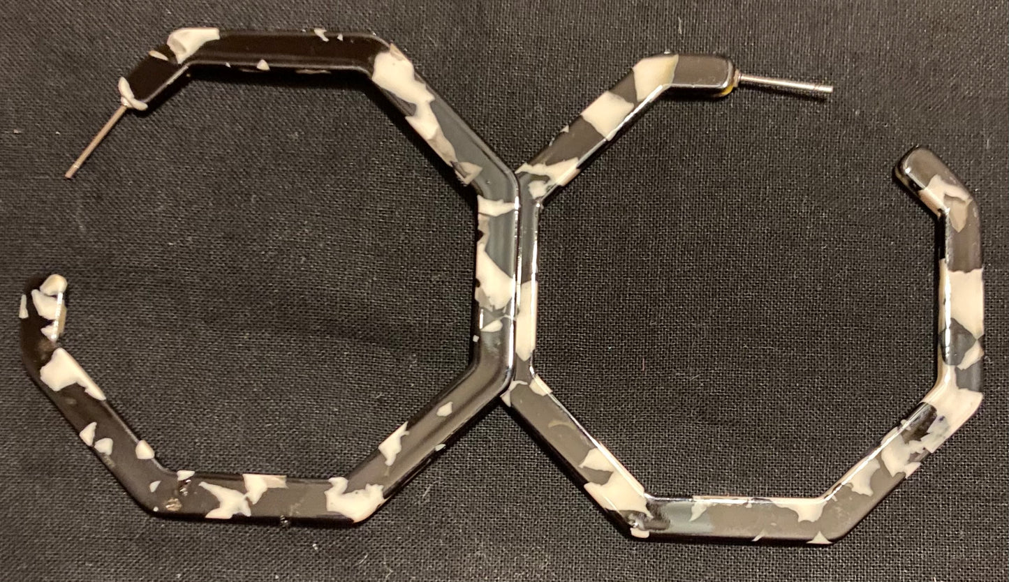 Marble hoops earrings