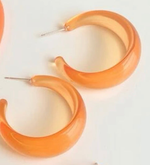 Orange hoops earrings