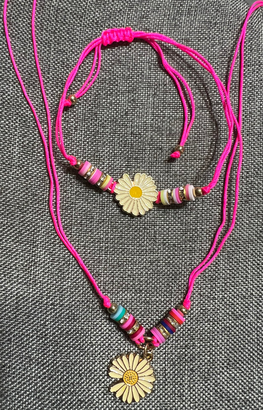 Flower necklace and bracelet