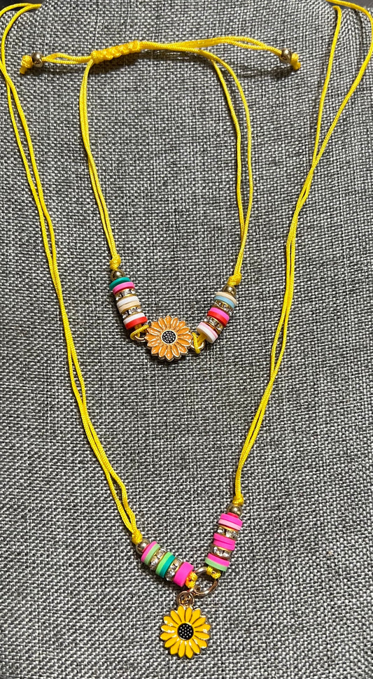 Sunflower necklace and bracelet set