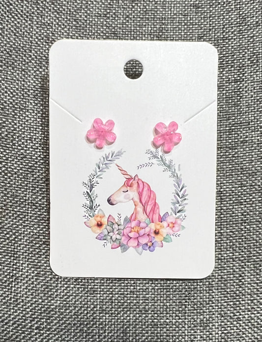 Pink flower earrings