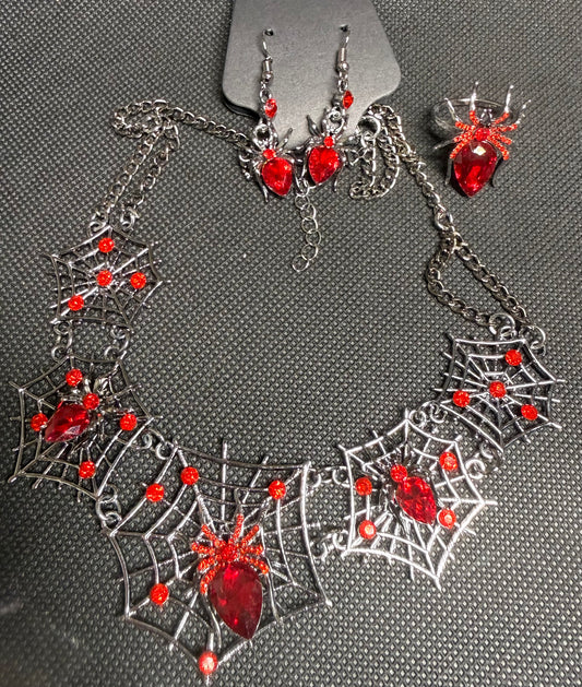 Halloween necklace earrings and ring