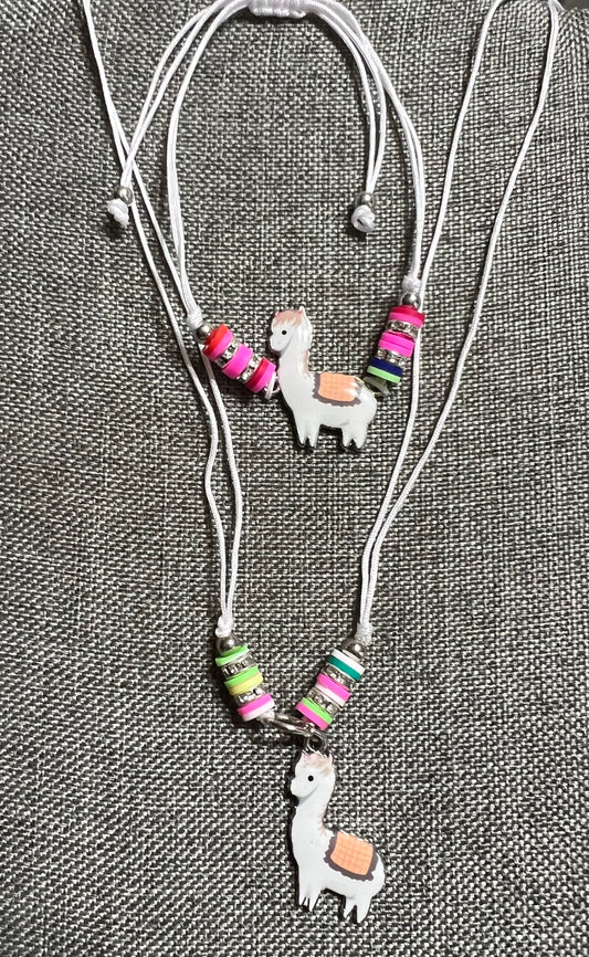 Llama necklace and bracelet