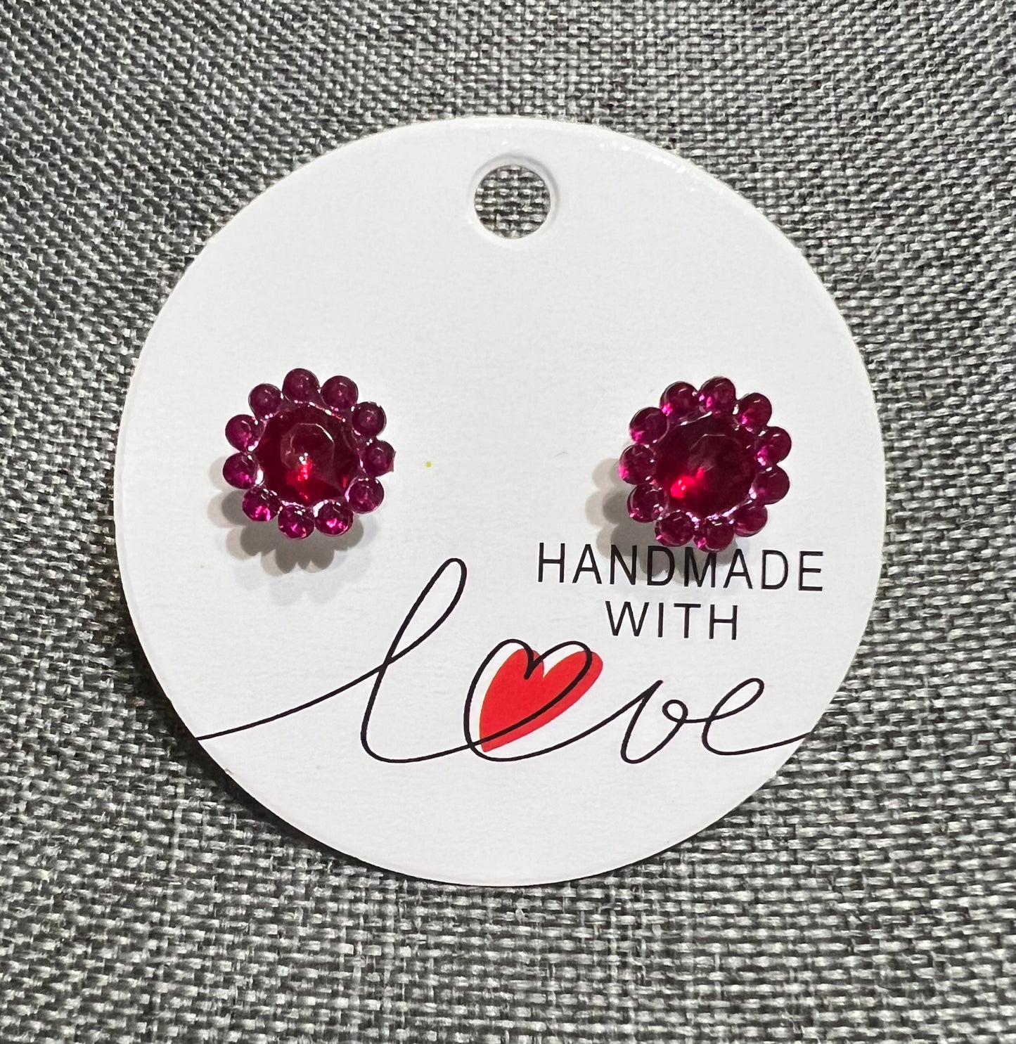 Pink flower earrings