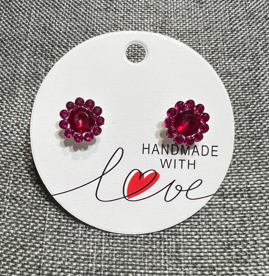 Pink flower earrings