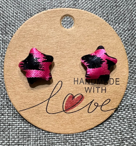 Star pink and black earrings