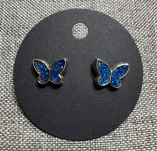 Blue butterfly earrings