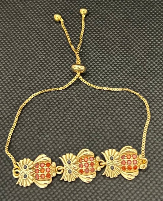0ro laminado pulsera de búho