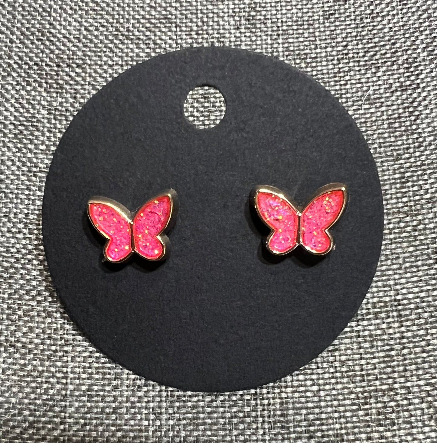 Pink butterfly earrings