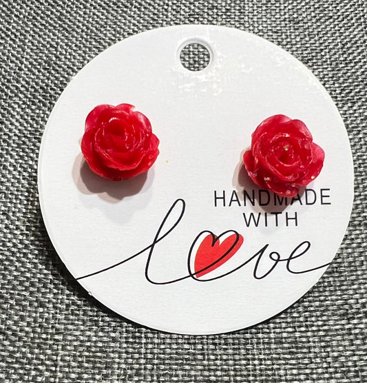 Red roses earrings