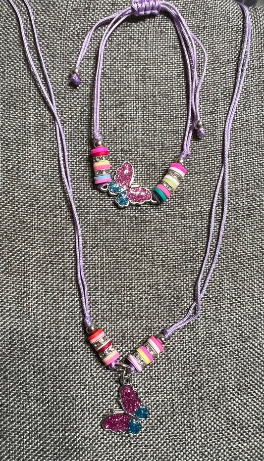 Butterfly necklace and bracelet