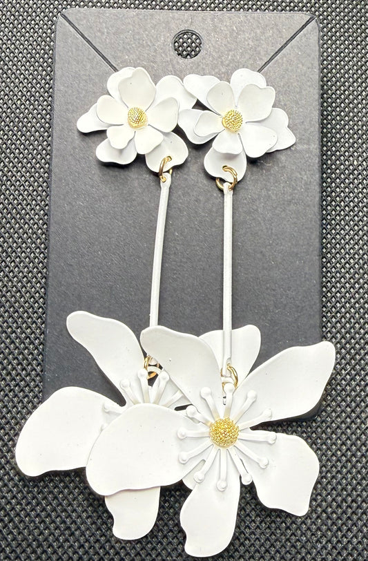 White flower earrings