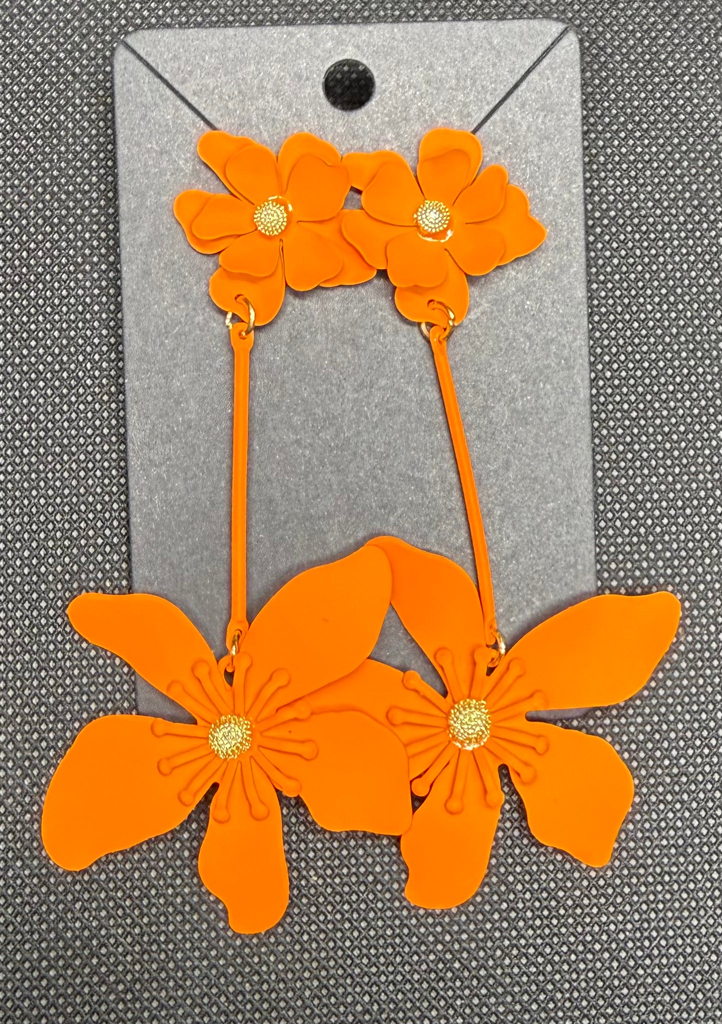 Orange flower earrings