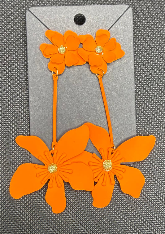 Orange flower earrings