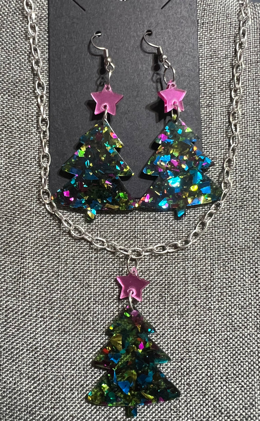 Christmas earrings necklace set