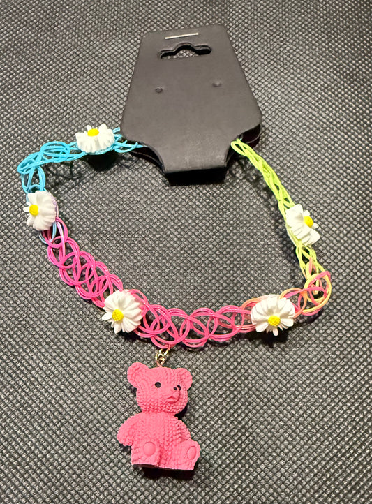 Bear pink with flowers chocker