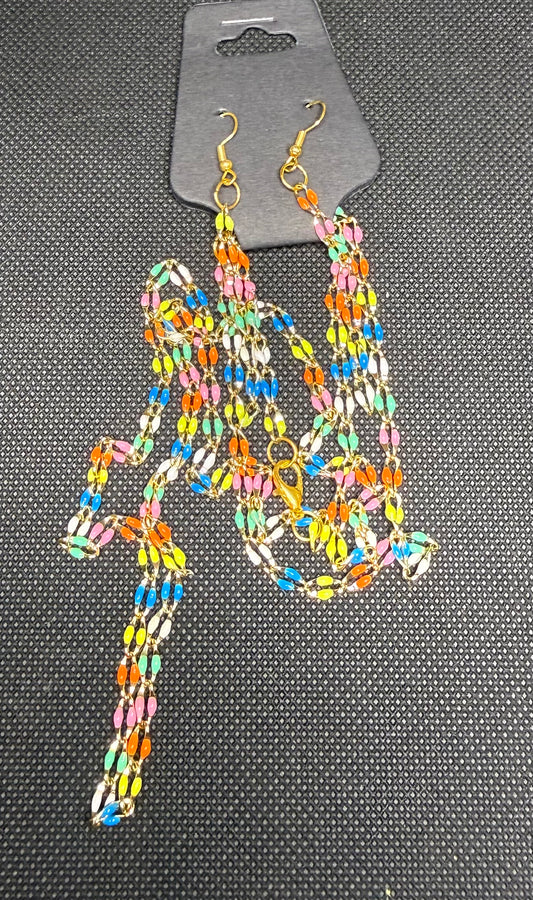 Colorful set necklace bracelet and earrings