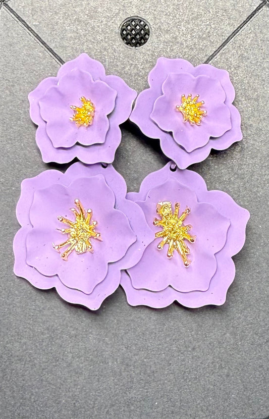 Purple flower earrings