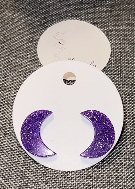 Purple moon earrings