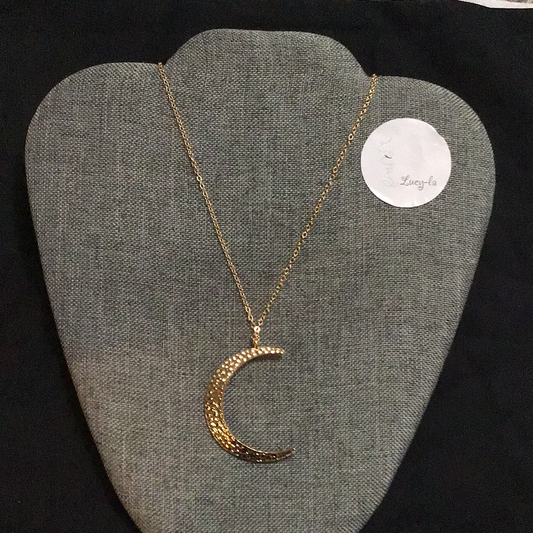 Moon gold long necklace
