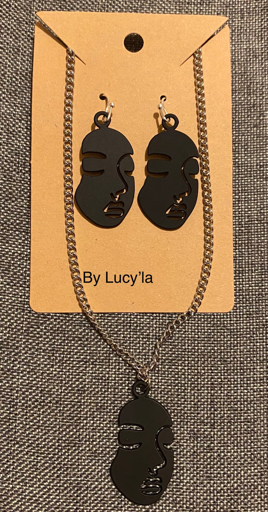 Face set earrings and necklace