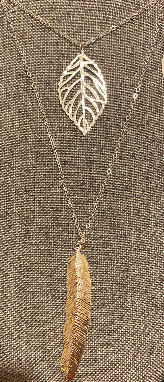 Two pieces leaf necklace short and long