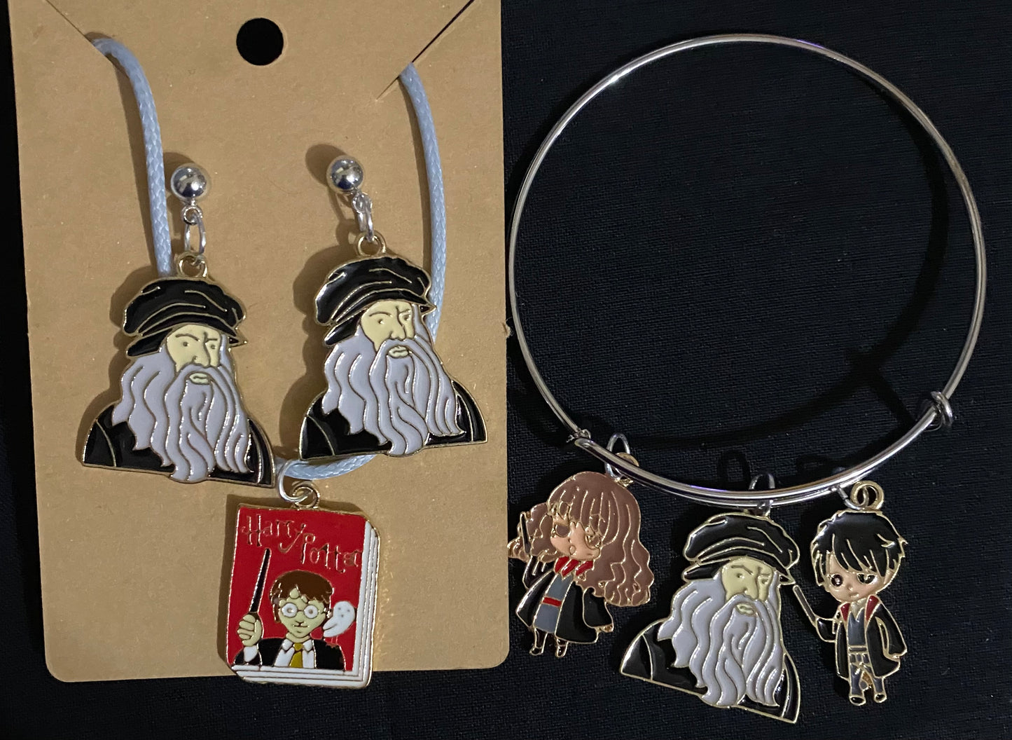 Harry hermione Dumbledore earrings necklace and bracelet set