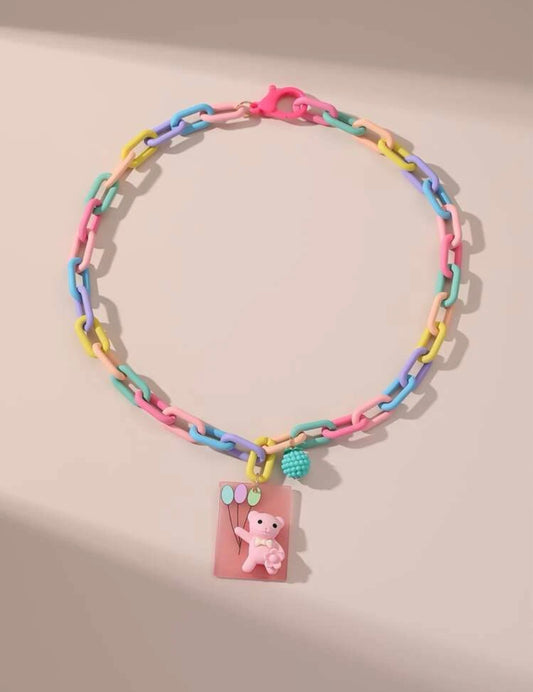 Colorful bear necklace