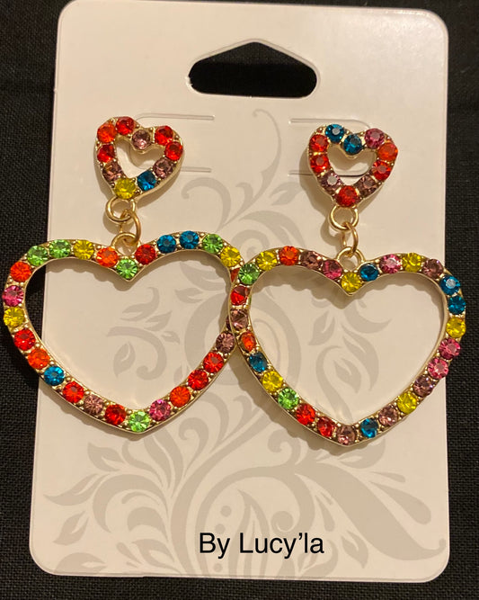 Colorful heart earrings