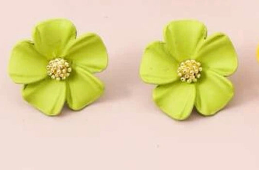 Green flower earrings