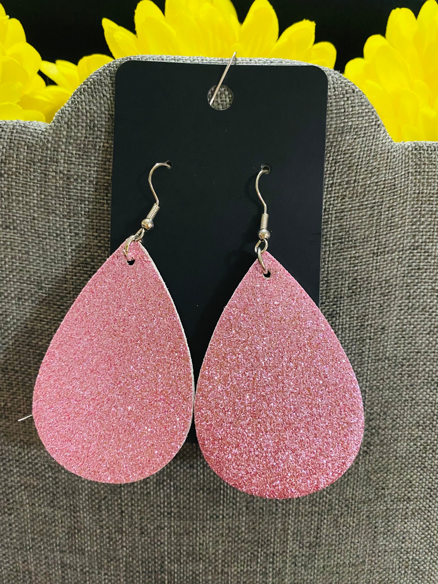 Glitter pink earrings