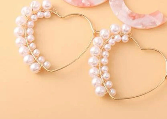 Hear and pearls earrings